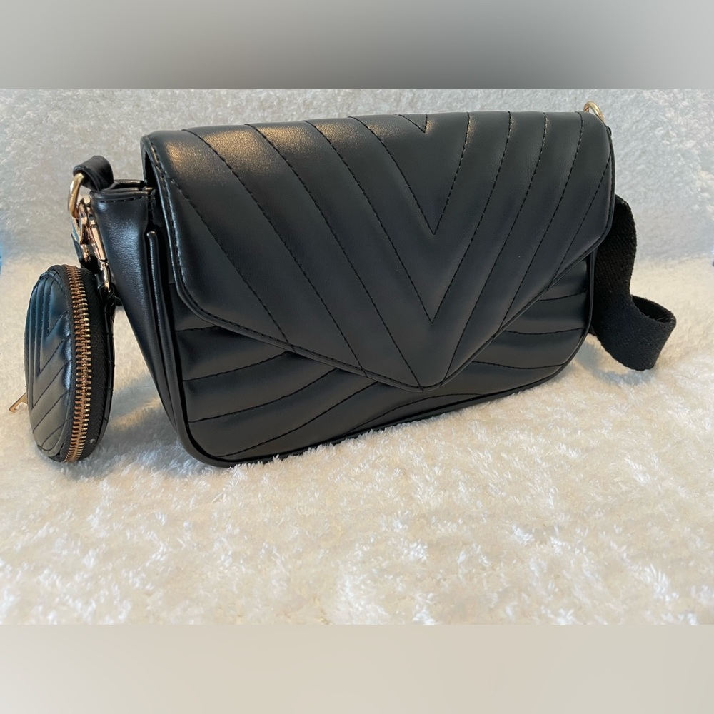 Black quilted crossbody bag